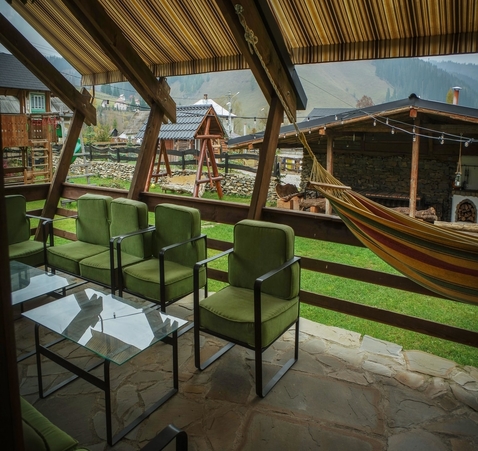 Comfy terrace in open air at Biovaleputna guest house